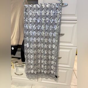 Silver Sequin Lace Scarf